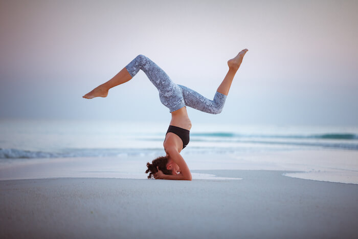 beach yoga woman